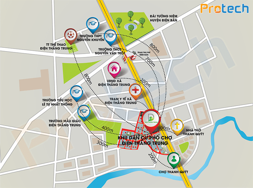 Map Khu phố chợ Điện Thắng Trung - Đất xanh Đà Nẵng